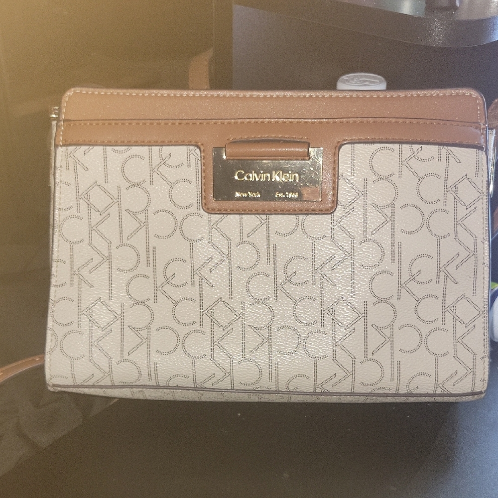 Calvin Klein Tan and Cream Crossbody Bag